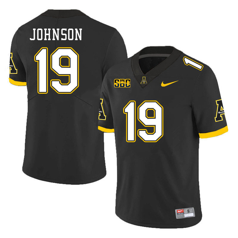 Men #19 Ethan Johnson Appalachian State Mountaineers College Football Jerseys Stitched Sale-Black